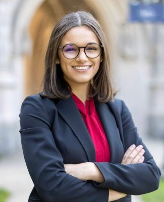 Headshot of woman with glasses